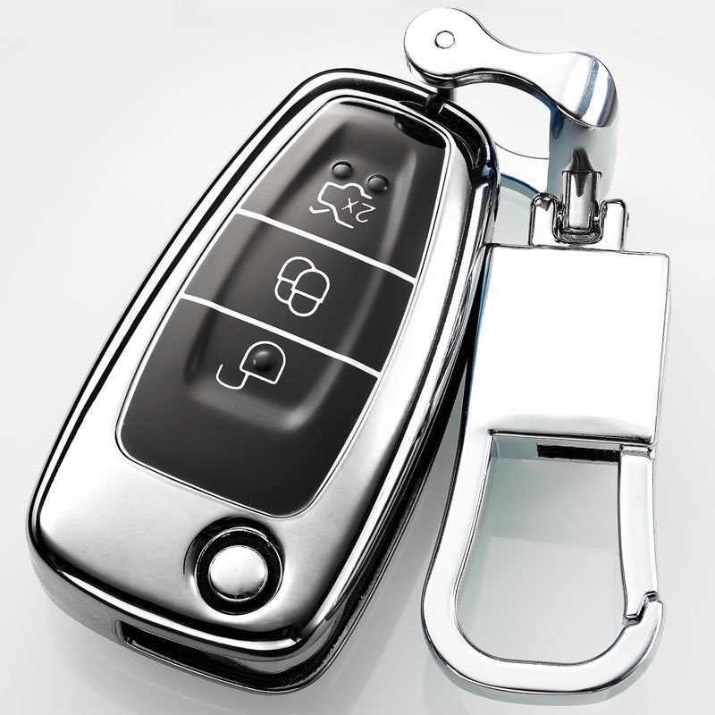 Móc khóa kèm ốp bảo vệ chìa khóa xe Ford Everest, Ranger XLS, Ecosport, Ranger Wildtrak nhựa TPU tráng gương sáng bóng - Ảnh 4