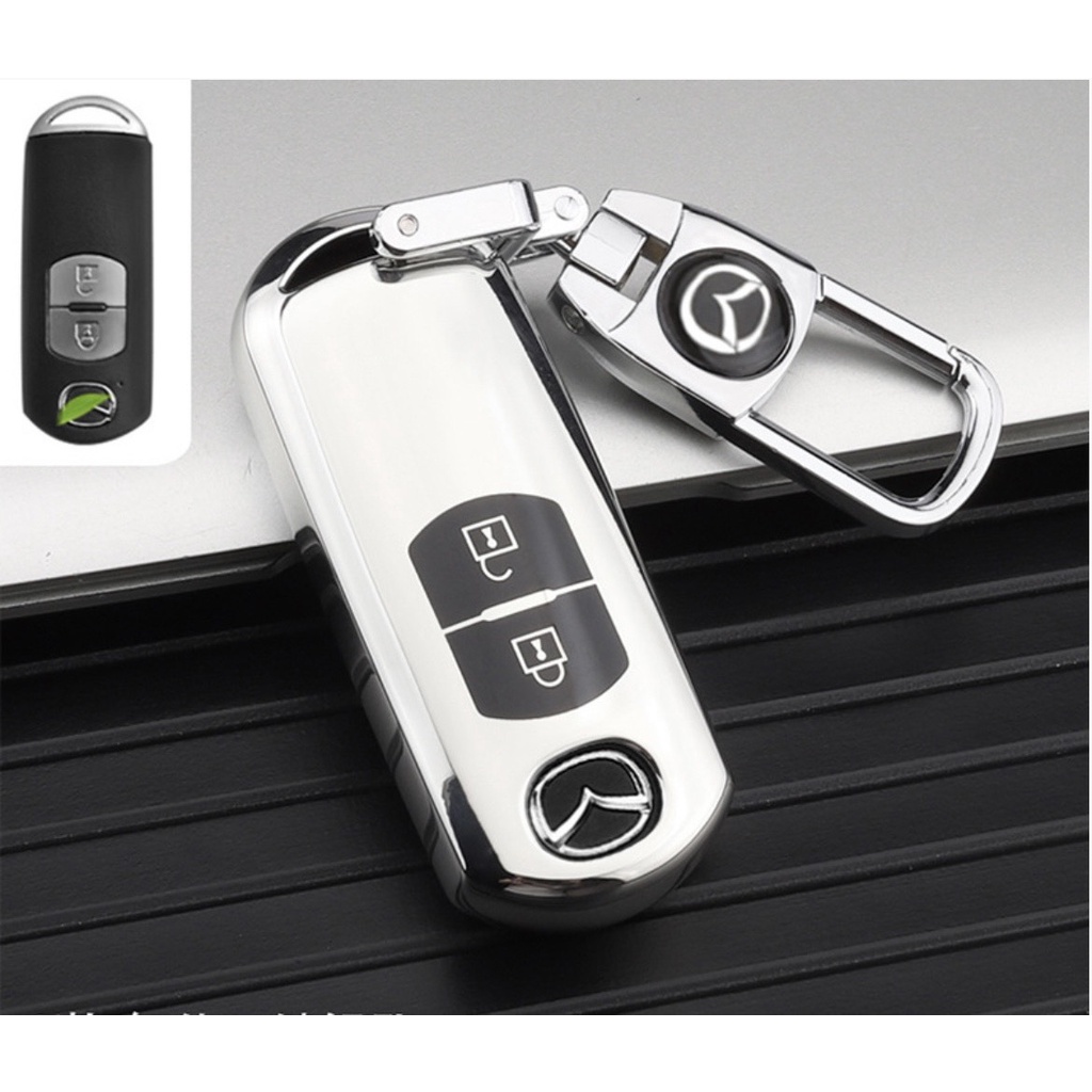 Móc khóa kèm ốp bảo vệ chìa khóa xe Mazda 6, Mazda 3, CX5 CX8, Mazda 2020_2021 nhựa mềm TPU mạ kim loại sáng bóng - Ảnh 7