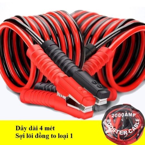 Dây Câu Kích Bình Ắc Quy Cho Xe Ô Tô 2000AMP Kích Thước 3 mét - 4 mét, Hàng chất lượng cao, lõi đồng lớn