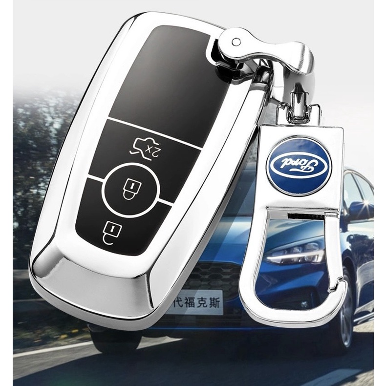 Móc khóa kèm ốp bảo vệ chìa khóa xe Ford Everest, Ranger XLS, Ecosport, Ranger Wildtrak nhựa TPU tráng gương sáng bóng - Ảnh 2