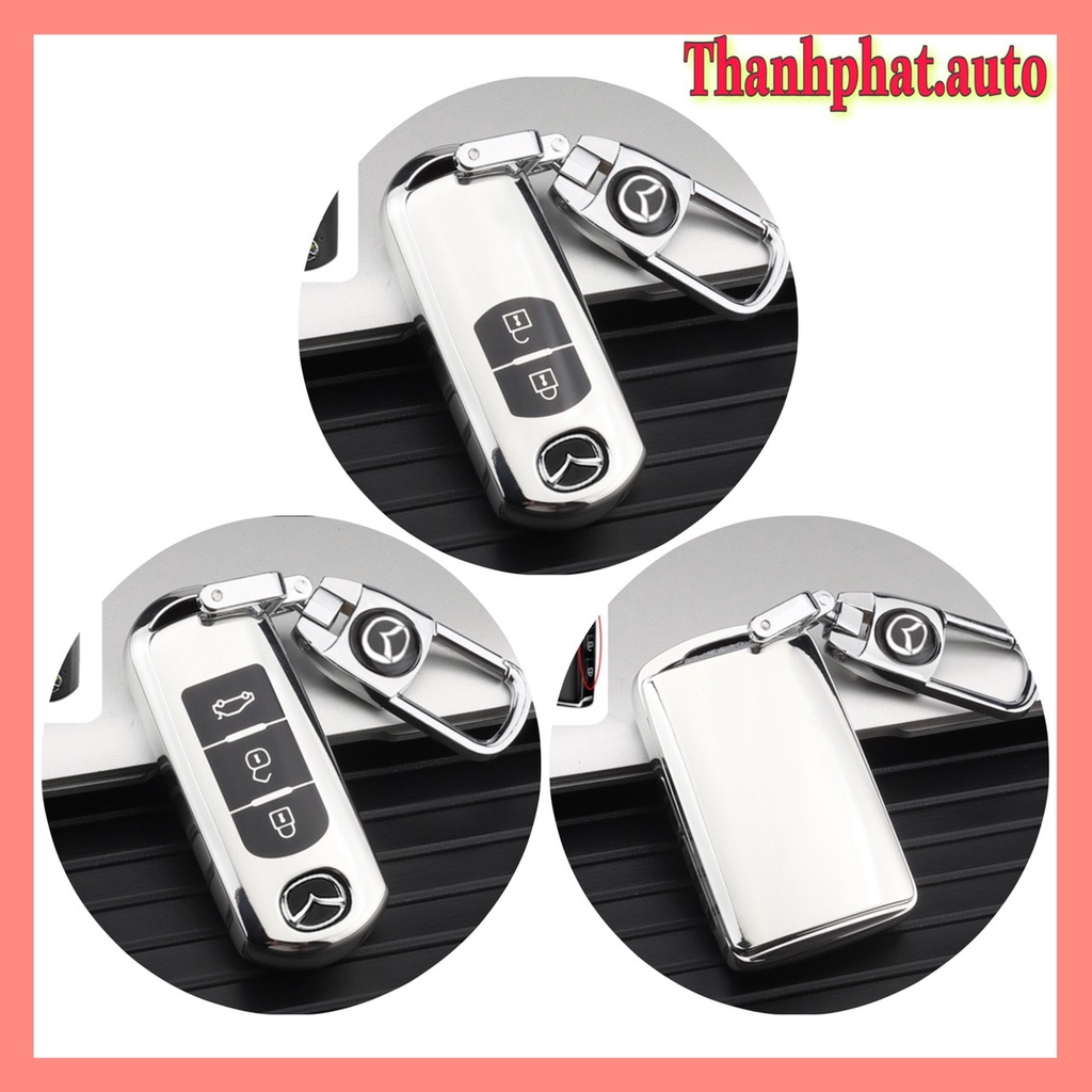 Móc khóa kèm ốp bảo vệ chìa khóa xe Mazda 6, Mazda 3, CX5 CX8, Mazda 2020_2021 nhựa mềm TPU mạ kim loại sáng bóng - Ảnh 2