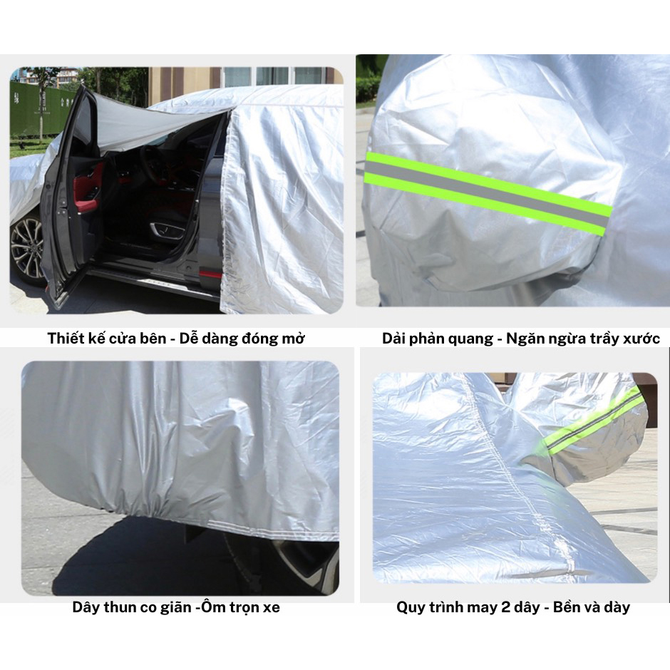 Bạt Phủ Chất Liệu Vải Dù OXFORD, Áo Trùm Xe Ô Tô Dù Xe 7 Chỗ Chống Thấm, Chống Cháy, Chống Tia UV Cho Xe Innova, Fortuner, Mazda, Kia.. - Ảnh 17