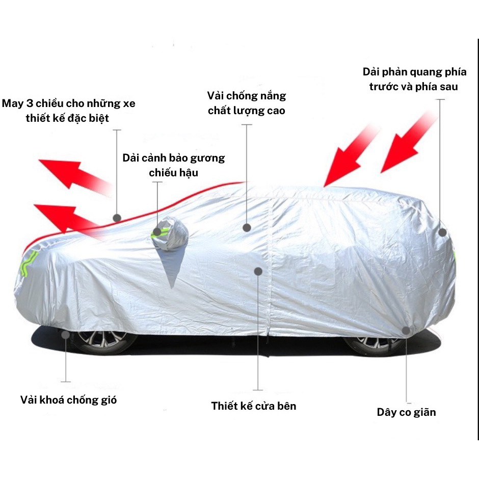 Bạt Phủ Chất Liệu Vải Dù OXFORD, Áo Trùm Xe Ô Tô Dù Xe 7 Chỗ Chống Thấm, Chống Cháy, Chống Tia UV Cho Xe Innova, Fortuner, Mazda, Kia.. - Ảnh 16