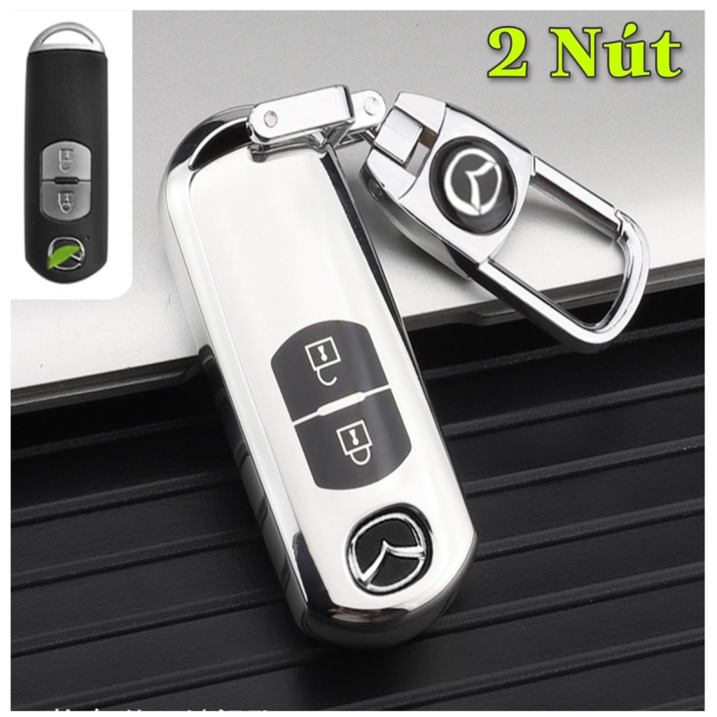 Móc khóa kèm ốp bảo vệ chìa khóa xe Mazda 6, Mazda 3, CX5 CX8, Mazda 2020_2021 nhựa mềm TPU mạ kim loại sáng bóng - Ảnh 5