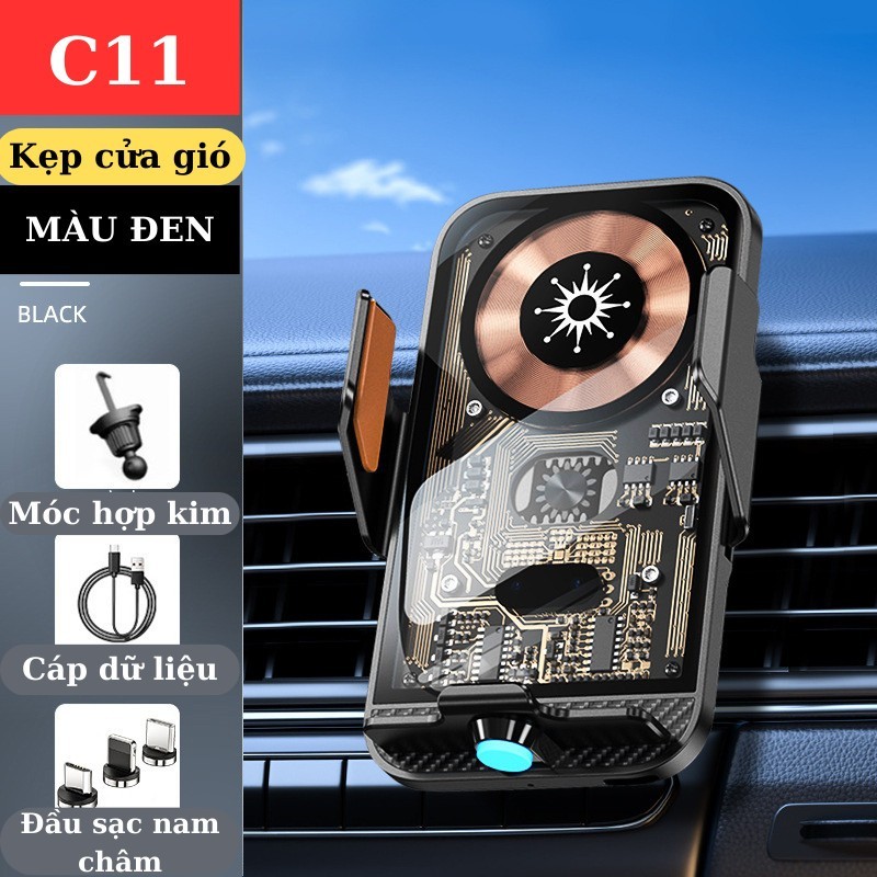 Giá Đỡ Điện Thoại Kiêm Sạc Nhanh Không Dây C11, 15w Xoay 360 Độ Cảm Biến Hồng Ngoại Tự Động Cho Xe Hơi Cao Cấp – TP117