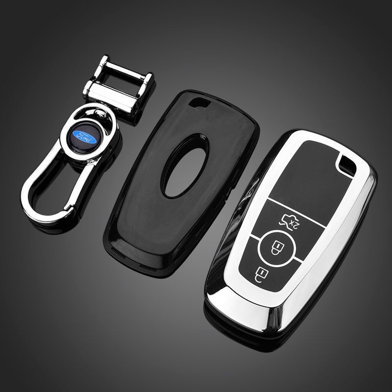 Móc khóa kèm ốp bảo vệ chìa khóa xe Ford Everest, Ranger XLS, Ecosport, Ranger Wildtrak nhựa TPU tráng gương sáng bóng - Ảnh 3