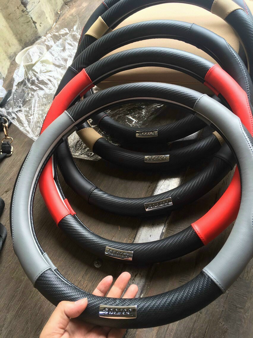 Bọc volang Ô TÔ, Bao Tay lái Xe Hơi Sparco Da Pha Vân CacBon - Ảnh 9