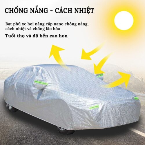 Bạt Phủ Cho Xe 7 Chỗ , Hàng chuẩn 3 lớp Bạt Phủ Xe Tráng Nhôm Cách Nhiệt Cao Cấp giúp bảo vệ xe của bạn khỏi nắng, mưa bụi bẩn