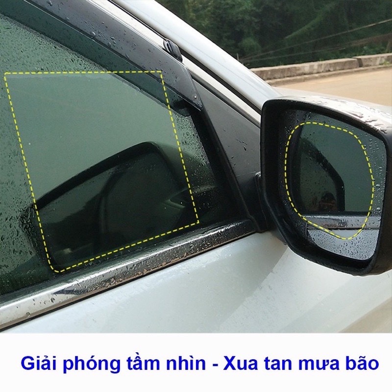 Combo 4 Miếng Dán Nano Chống Bám Nước Gương Chiếu Hậu Và Kính Hông Ô tô, Xe Hơi - Ảnh 2