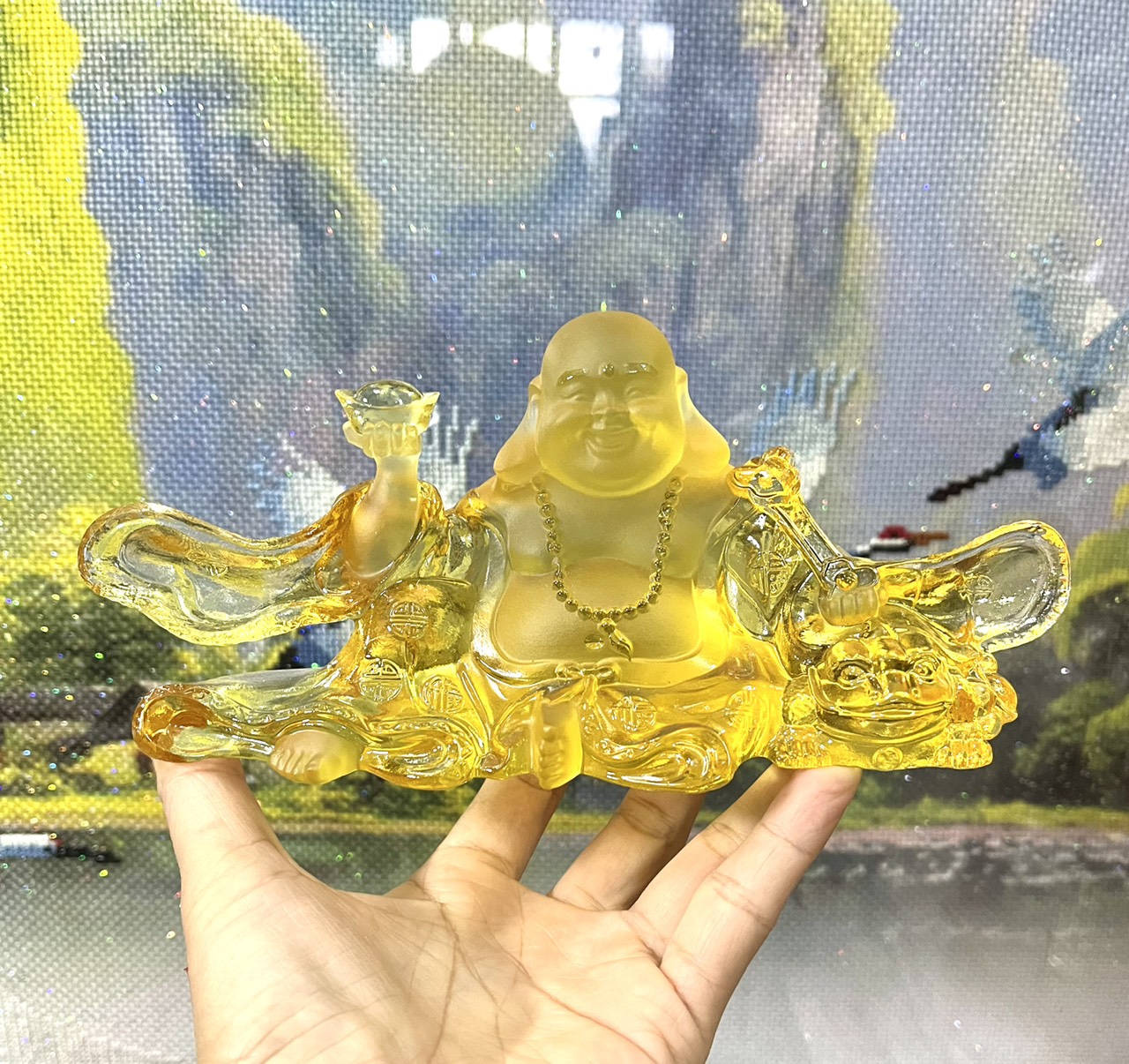 Phật Mẹ Quan Âm Đá Lưu Ly Ngự Đài Sen , Tượng Phật Di Lặc Pha Lê Cao Cấp Để Taplo Ô tô, Bàn Làm Việc - Ảnh 6