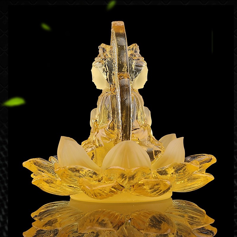 Phật Mẹ Quan Âm Đá Lưu Ly Ngự Đài Sen , Tượng Phật Di Lặc Pha Lê Cao Cấp Để Taplo Ô tô, Bàn Làm Việc - Ảnh 3