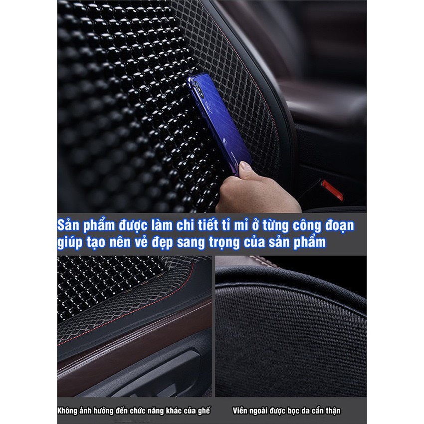 Áo lót ghế tựa lưng ghế ô tô văn phòng da PU và hạt gỗ massage chống nóng thông thoáng - Bọc ghế ô tô hạt gỗ - Ảnh 5