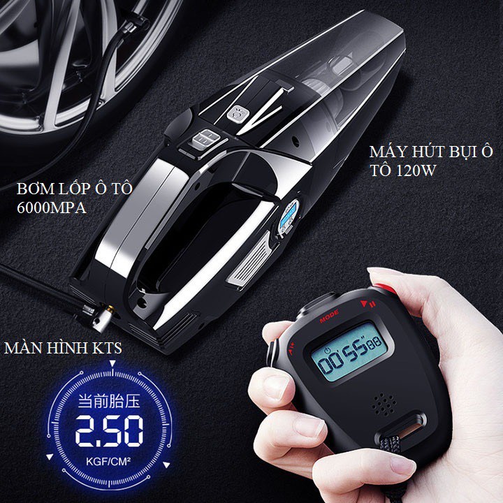 MÁY HÚT BỤI ĐA NĂNG 4 TRONG 1 MÁY BƠM LỐP CÔNG SUẤT 120W Có Đồng Hồ Đo Áp Suất Lốp Dùng Cho Ô Tô. Dòng đồng hồ điện tử - Đồng hồ cơ. Dùng hút bụi + bơm lốp + đo áp suất lốp + đèn chiếu sáng. BH 6 tháng - Ảnh 11