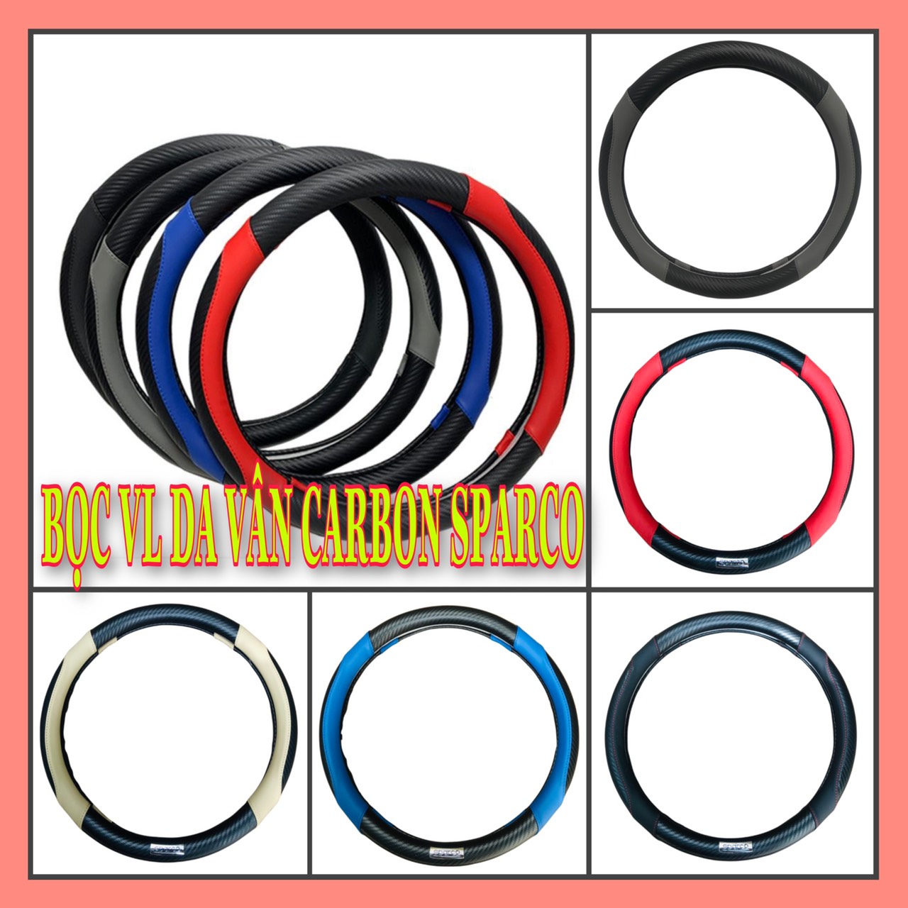 Bọc volang Ô TÔ, Bao Tay lái Xe Hơi Sparco Da Pha Vân CacBon - Ảnh 8