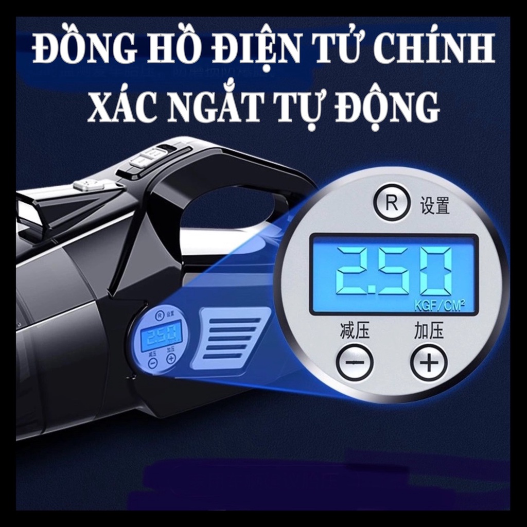 MÁY HÚT BỤI ĐA NĂNG 4 TRONG 1 MÁY BƠM LỐP CÔNG SUẤT 120W Có Đồng Hồ Đo Áp Suất Lốp Dùng Cho Ô Tô. Dòng đồng hồ điện tử - Đồng hồ cơ. Dùng hút bụi + bơm lốp + đo áp suất lốp + đèn chiếu sáng. BH 6 tháng - Ảnh 3