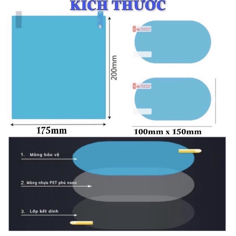 Combo 4 Miếng Dán Nano Chống Bám Nước Gương Chiếu Hậu Và Kính Hông Ô tô, Xe Hơi - Ảnh 5