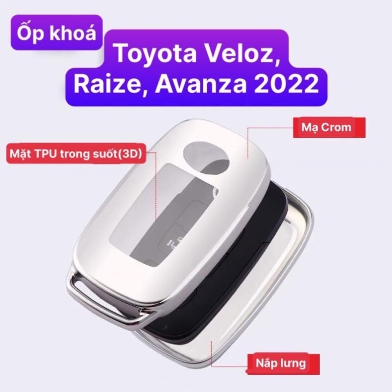 Móc khóa kèm bao ốp bảo vệ chìa khóa xe Toyota Raize, Veloz Cross, Veloz 2021, Avanza 2022 nhựa dẻo TPU tráng gương
