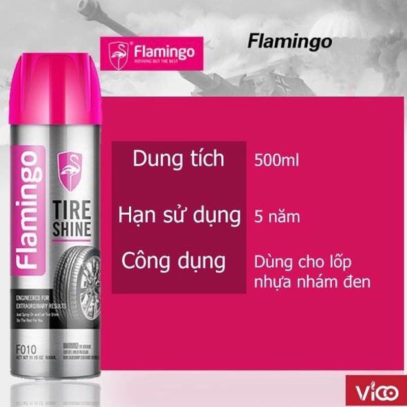 Chai xịt chống lão hóa và làm bóng lốp, phục hồi nhựa đen - Cho xe ô tô, xe máy - Dung tích 650ml - FLAMiNGO - Ảnh 6