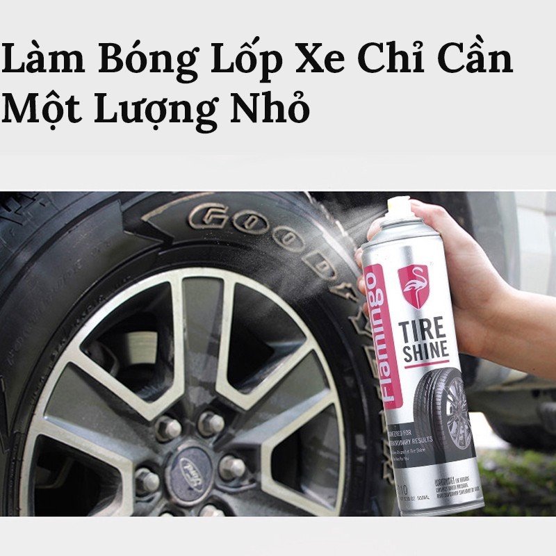 Chai xịt chống lão hóa và làm bóng lốp, phục hồi nhựa đen - Cho xe ô tô, xe máy - Dung tích 650ml - FLAMiNGO - Ảnh 4
