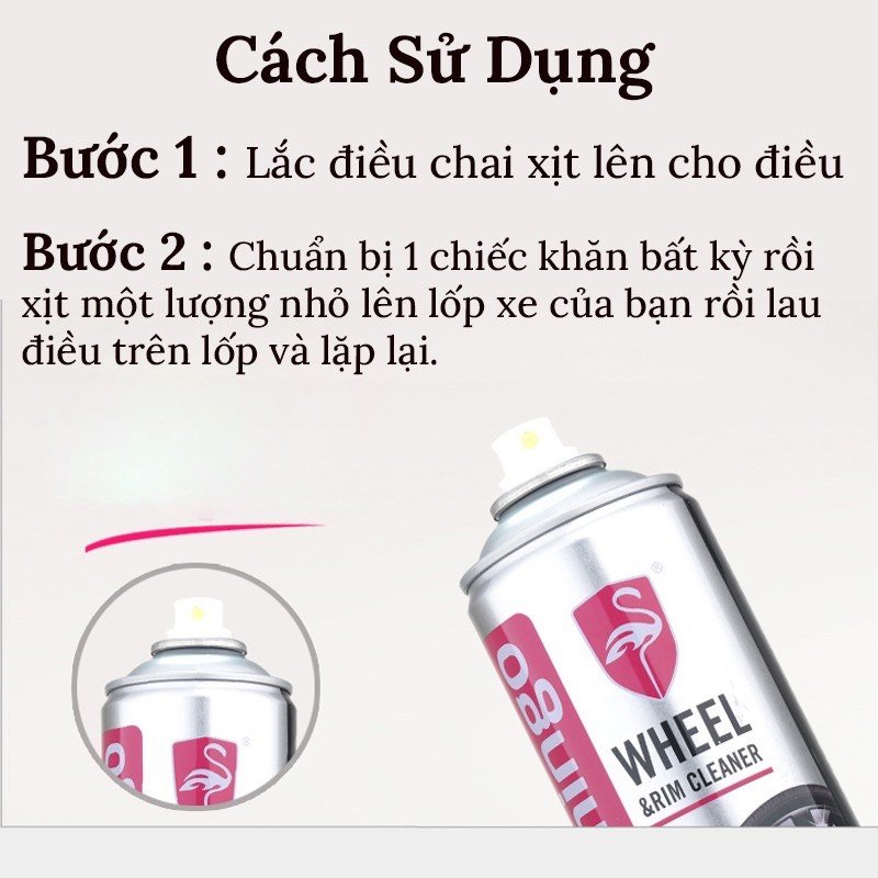 Chai xịt chống lão hóa và làm bóng lốp, phục hồi nhựa đen - Cho xe ô tô, xe máy - Dung tích 650ml - FLAMiNGO - Ảnh 3