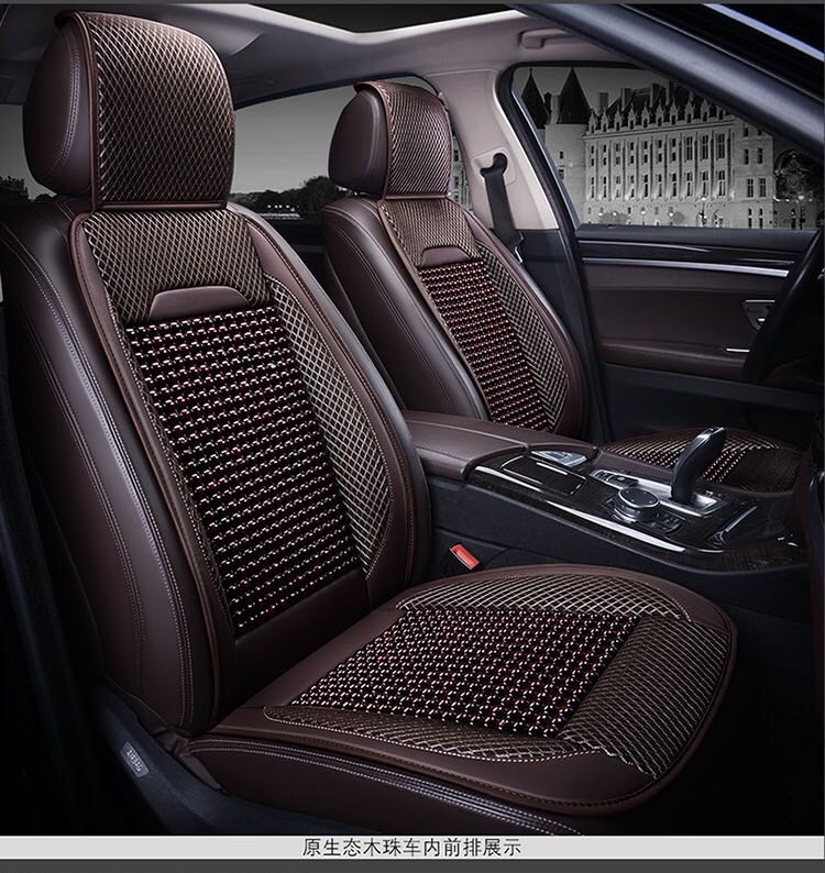 Áo lót ghế tựa lưng ghế ô tô văn phòng da PU và hạt gỗ massage chống nóng thông thoáng - Bọc ghế ô tô hạt gỗ - Ảnh 2