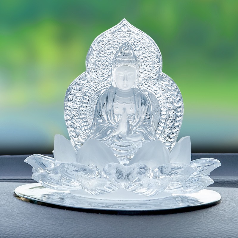 Phật Mẹ Quan Âm Đá Lưu Ly Ngự Đài Sen , Tượng Phật Di Lặc Pha Lê Cao Cấp Để Taplo Ô tô, Bàn Làm Việc - Ảnh 19