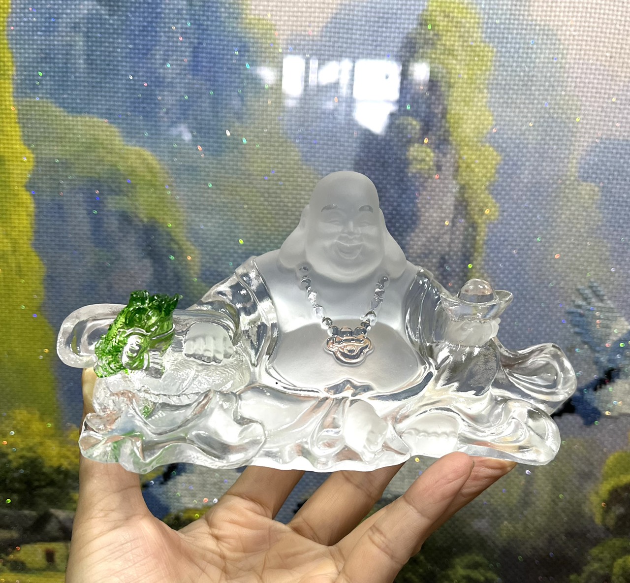 Phật Mẹ Quan Âm Đá Lưu Ly Ngự Đài Sen , Tượng Phật Di Lặc Pha Lê Cao Cấp Để Taplo Ô tô, Bàn Làm Việc - Ảnh 25