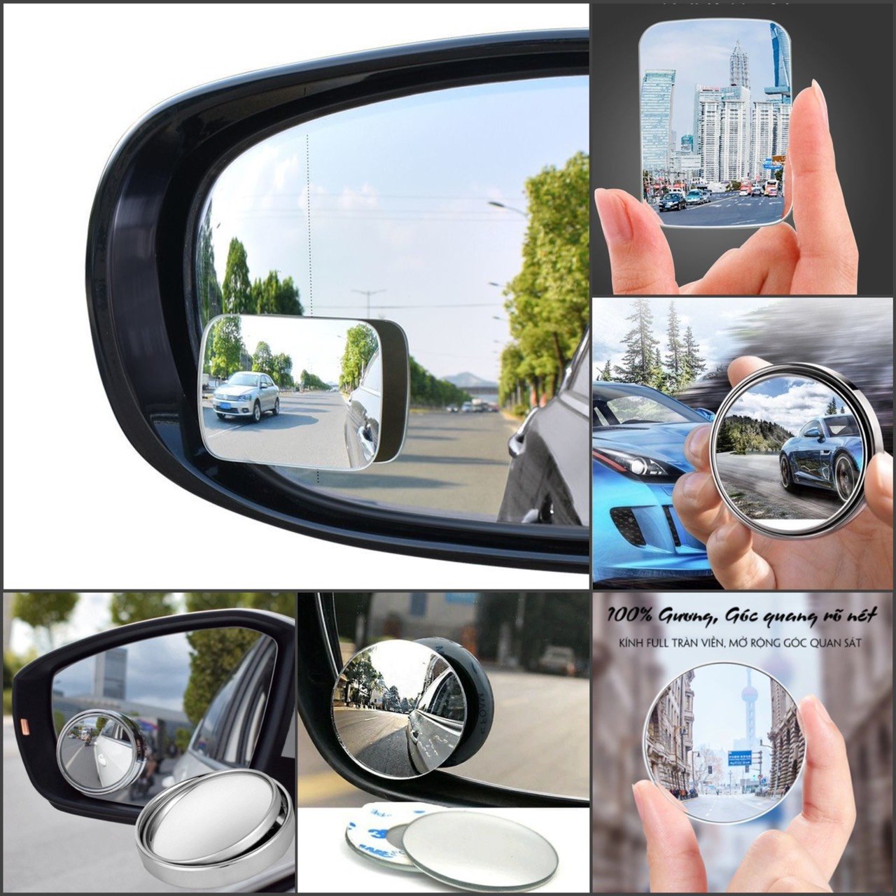 Bộ 2 Gương Cầu Lồi Đa Cực 3R-057 3R-035 3R054 xoay 360 độ xóa điểm mù gắn kính hậu ô tô xe hơi - Ảnh 10