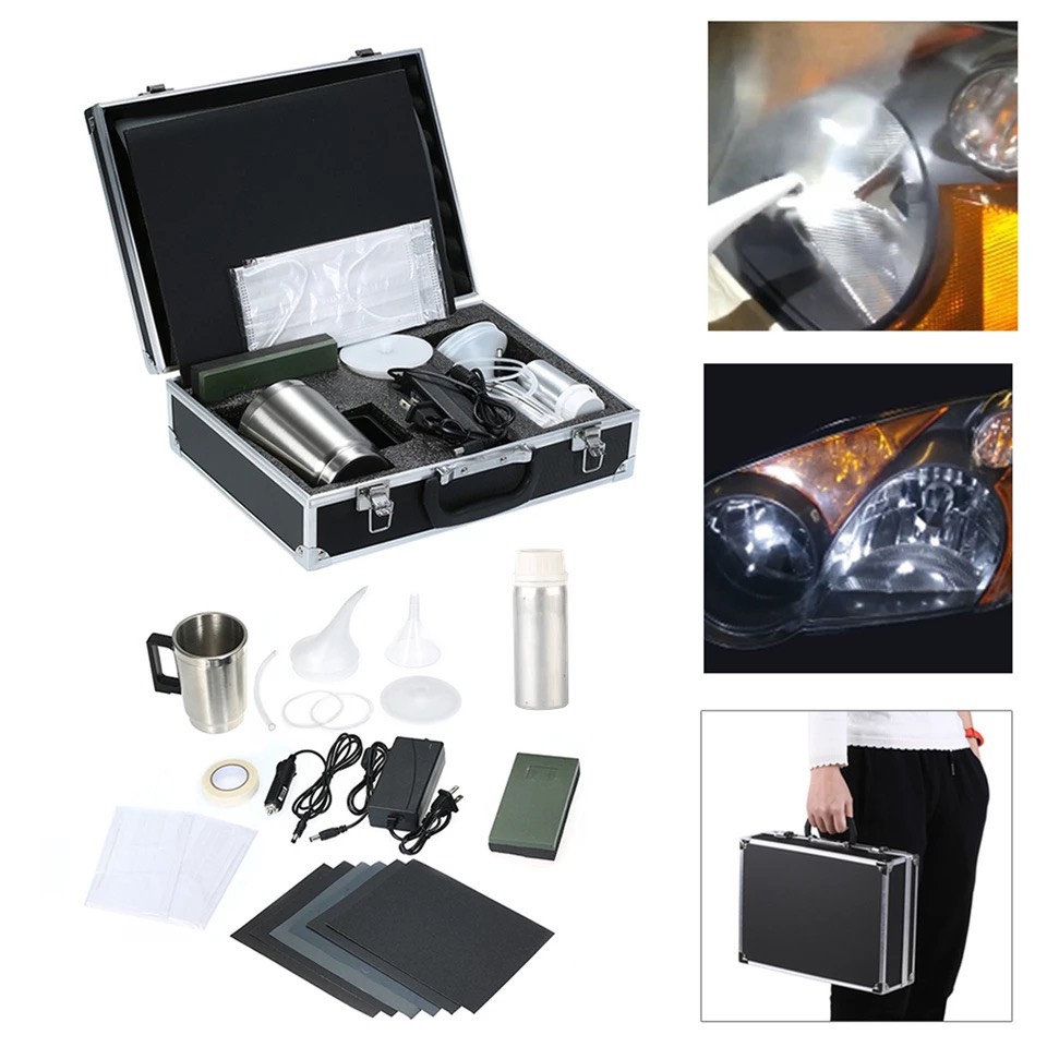 Bộ Dụng Cụ Và Dung Dịch Đánh Bóng Đèn Pha Ô Tô dung tích 600ml, phục hồi đèn pha, vệ sinh đèn pha, tẩy ố làm sạch đèn pha ô tô xe máy - Ảnh 2