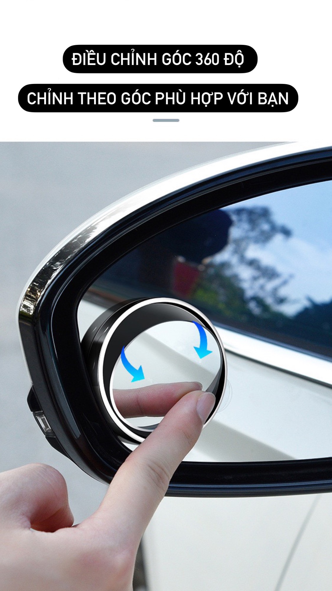 Bộ 2 Gương Cầu Lồi Đa Cực 3R-057 3R-035 3R054 xoay 360 độ xóa điểm mù gắn kính hậu ô tô xe hơi - Ảnh 4