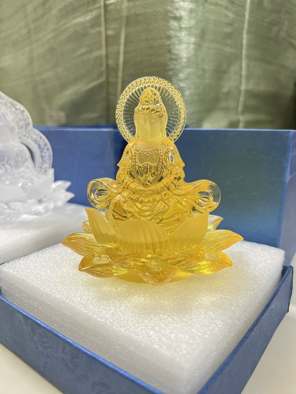 Phật Mẹ Quan Âm Đá Lưu Ly Ngự Đài Sen , Tượng Phật Di Lặc Pha Lê Cao Cấp Để Taplo Ô tô, Bàn Làm Việc - Ảnh 12