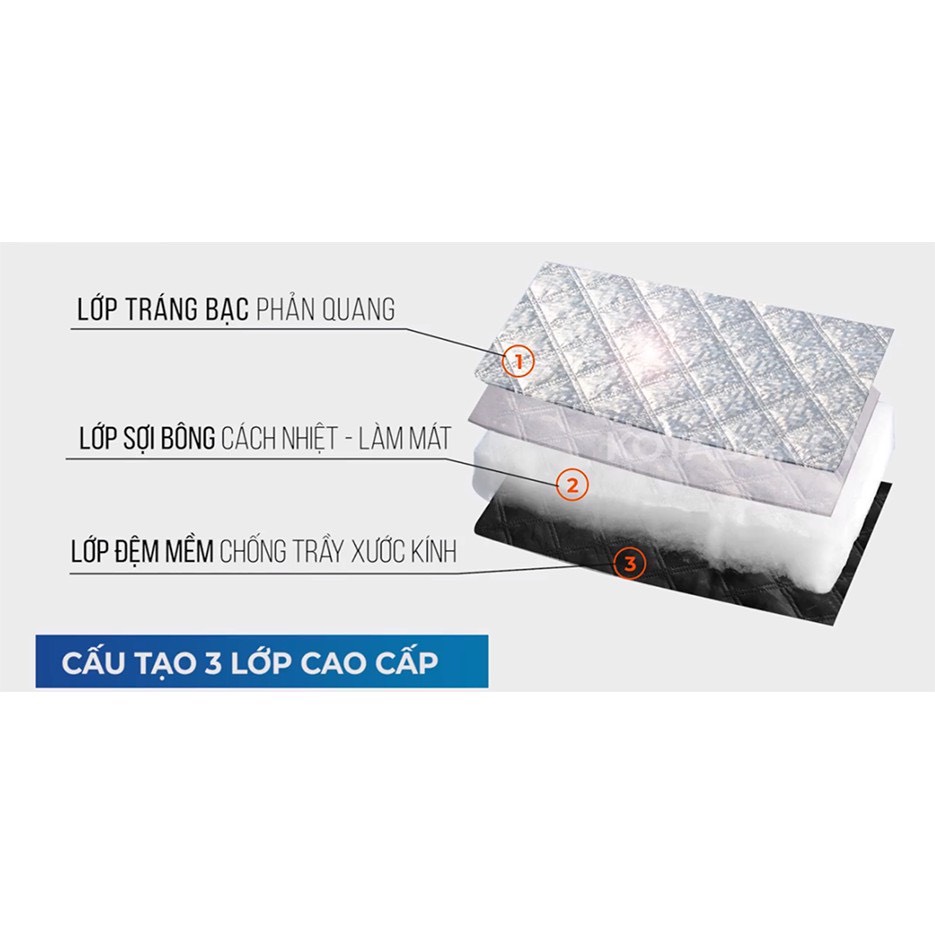 Tấm Chắn Nắng Kính Lái Ô Tô 3 Lớp Phản Quang Cách Nhiệt , Tấm Chắn Nắng Kính Hông - Ảnh 5