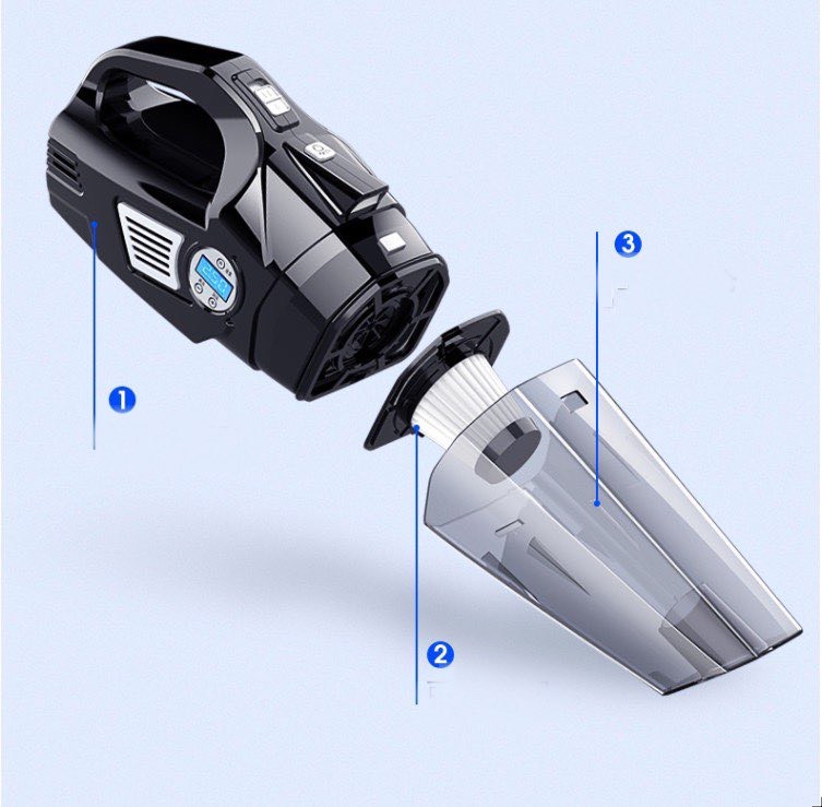 MÁY HÚT BỤI ĐA NĂNG 4 TRONG 1 MÁY BƠM LỐP CÔNG SUẤT 120W Có Đồng Hồ Đo Áp Suất Lốp Dùng Cho Ô Tô. Dòng đồng hồ điện tử - Đồng hồ cơ. Dùng hút bụi + bơm lốp + đo áp suất lốp + đèn chiếu sáng. BH 6 tháng - Ảnh 16