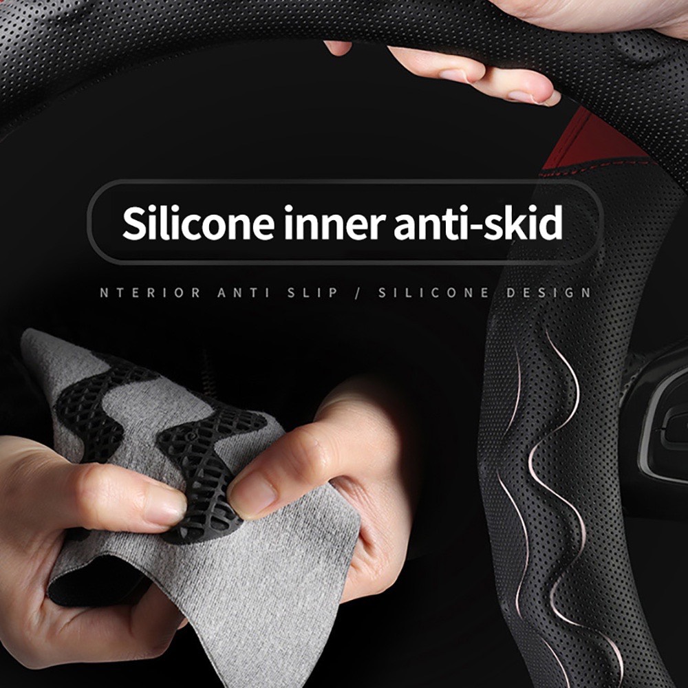 Bọc vo lang ô tô thể thao - da vân carbon phối da nhiều màu phù hợp với size 38cm Dùng cho xe 4 chỗ - 7 chỗ , Bán Tải - Ảnh 8