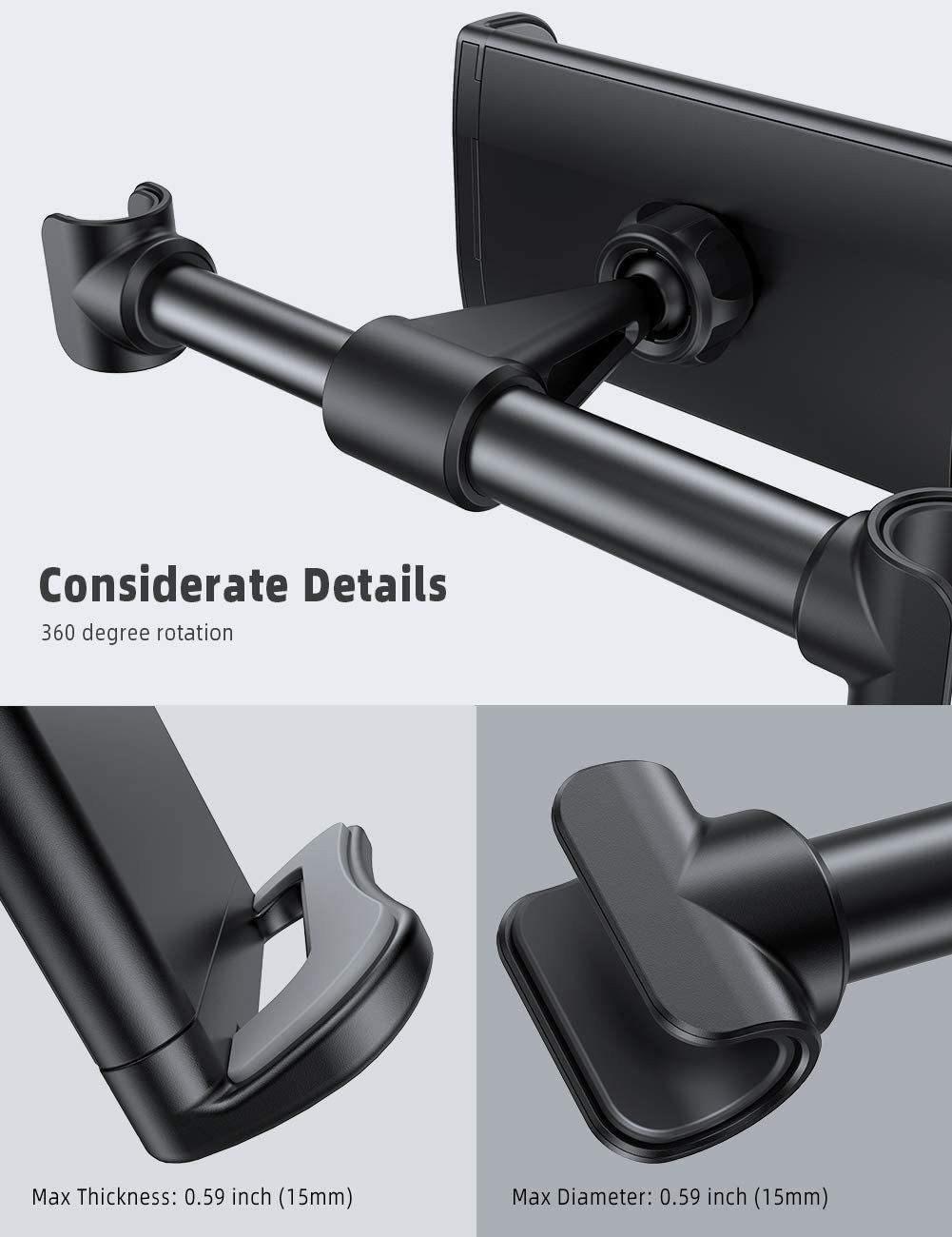 Giá đỡ IPAD trên ô tô, treo ghế sau, máy tính bảng. Giá kẹp điện thoại xe hơi. Chất liệu Hợp Kim + Nhựa ABS Nhẹ + Bền - Ảnh 8