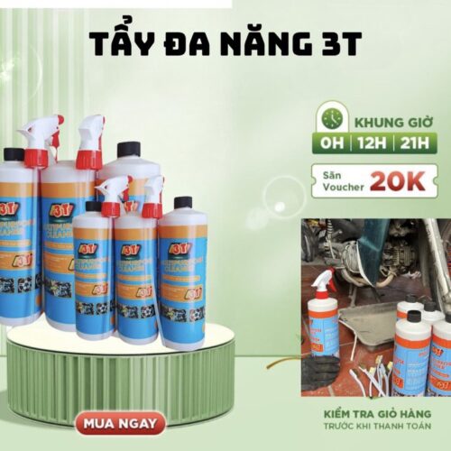 Chất tẩy rửa đa năng 3T - chuyên tẩy đầu bò, lốc máy, vành xe ô tô, xe máy, vết bám lâu ngày các dụng cụ nhà bếp gia đình. Dung tích 1 Lít