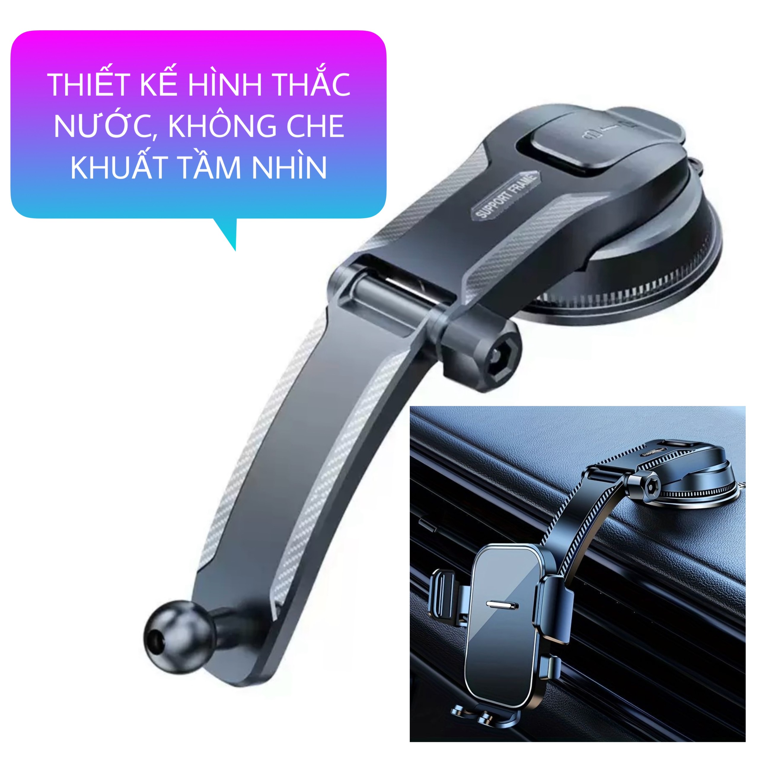 Giá Đỡ Điện Thoại cho Ô Tô, Mẫu mới Khóa Tự Động - Kẹp Điện Thoại Trên Ô Tô Đế Hút Nano Chắc Chắn - Ảnh 7