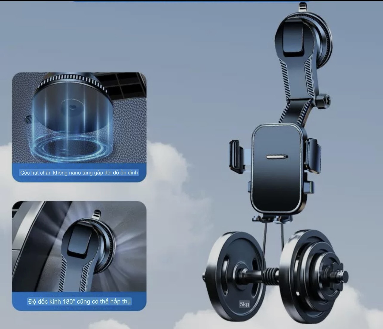Giá Đỡ Điện Thoại cho Ô Tô, Mẫu mới Khóa Tự Động - Kẹp Điện Thoại Trên Ô Tô Đế Hút Nano Chắc Chắn - Ảnh 4