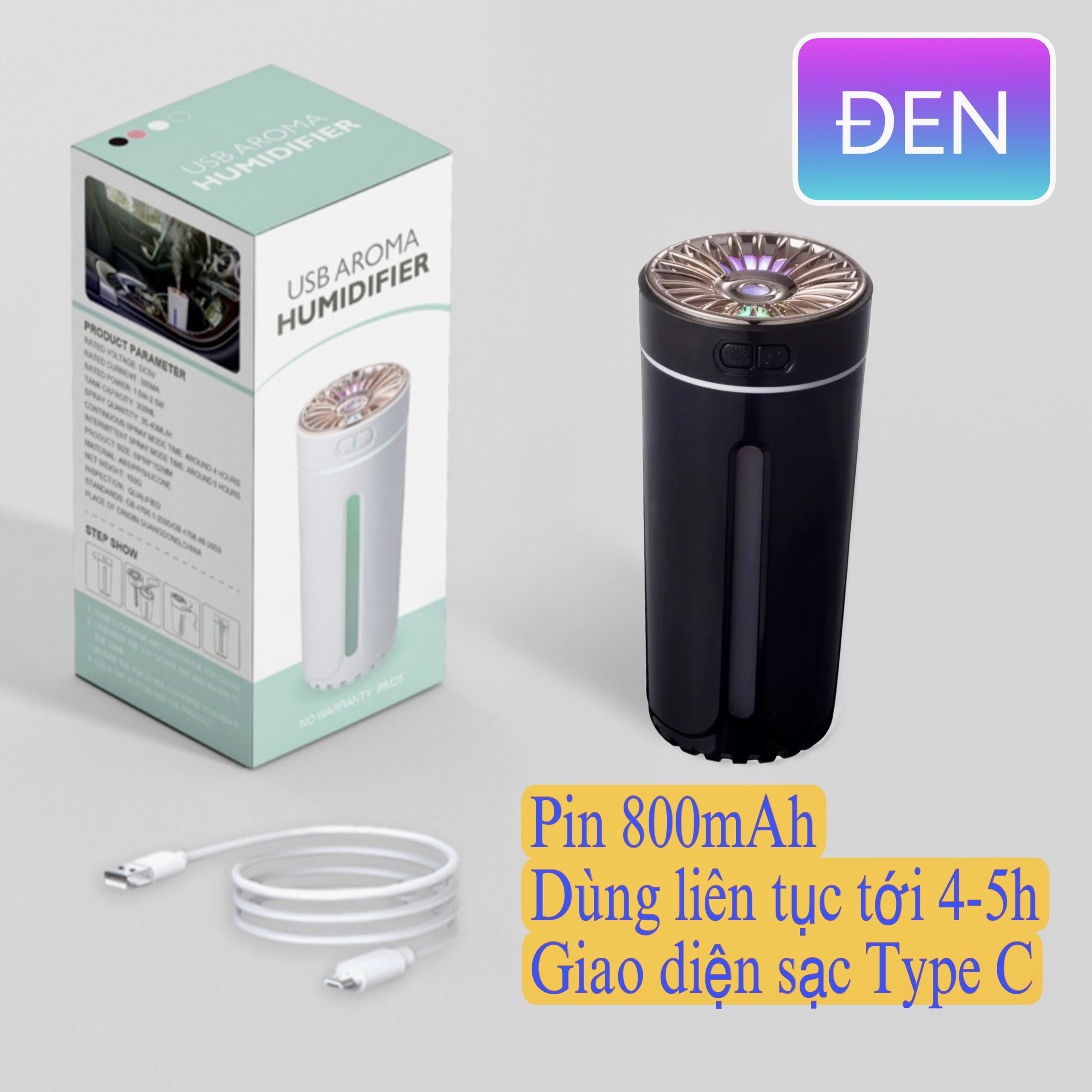 Máy Xông Tinh Dầu Sạc Pin Xe Hơi, Phòng Ngủ, Đuổi muỗi. Máy không Dây, pin dùng 4h-6h - Tạo độ ẩm, thơm mát + Tăng tinh dầu xả fava 10ml - Ảnh 6