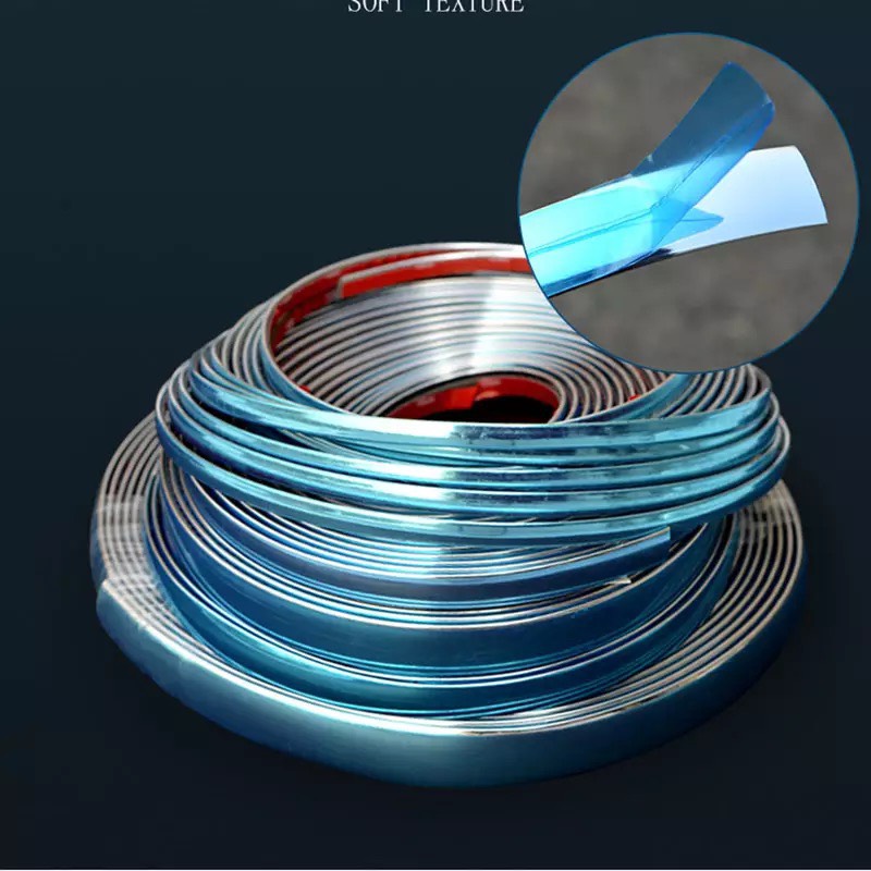 (Tặng kèm chai dung môi) Nẹp viền mạ crom cho ô tô dài 15m. Kích thước 1cm - 1.5cm - 2cm - 2.5cm - 3cm - Ảnh 5