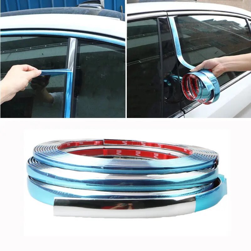 (Tặng kèm chai dung môi) Nẹp viền mạ crom cho ô tô dài 15m. Kích thước 1cm - 1.5cm - 2cm - 2.5cm - 3cm