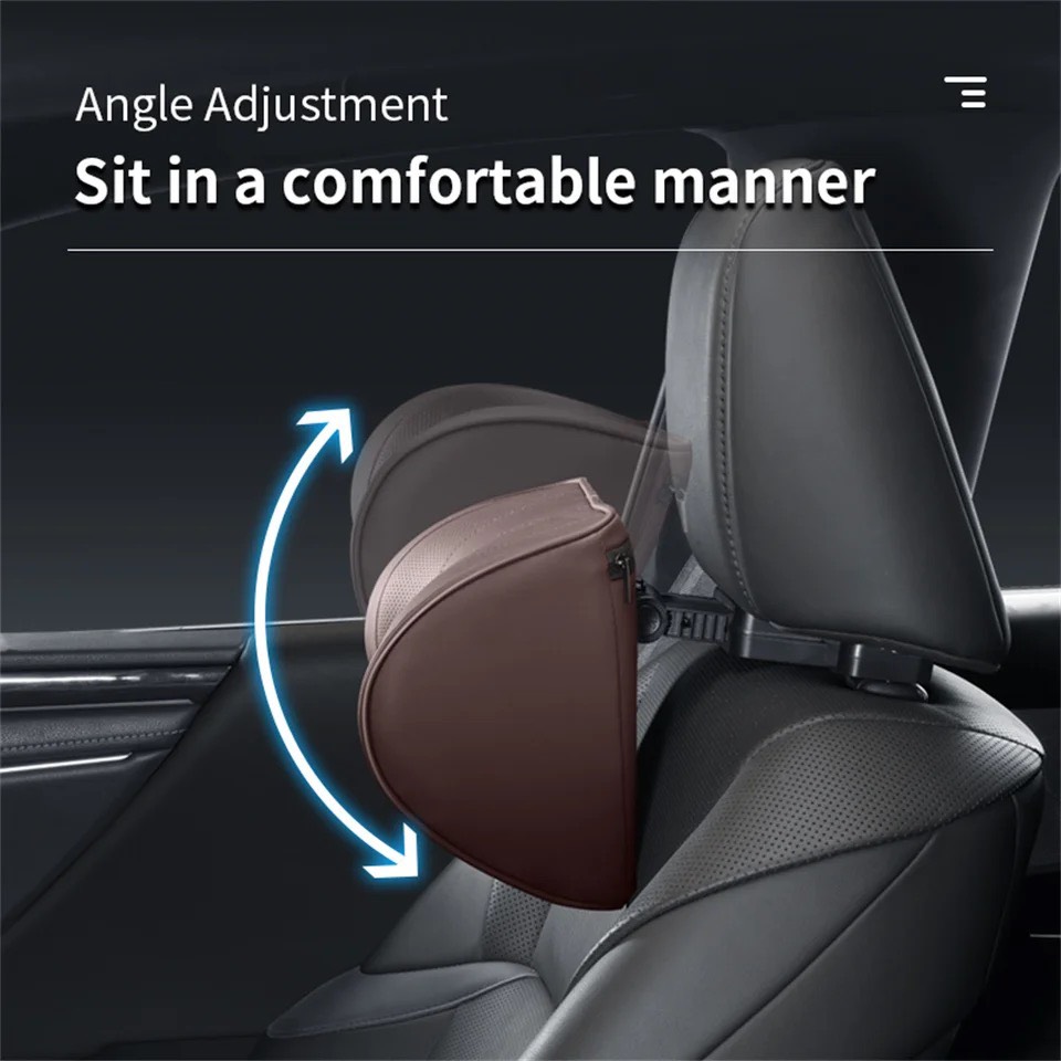Gối cổ 5D Ghế ô tô Xe Hơi Tựa đầu cơ học - Chất Liện Da Cao Cấp. Hình Chữ U Điều Chỉnh Đa Năng, Kèm Móc Treo Đồ Sau - Ảnh 6