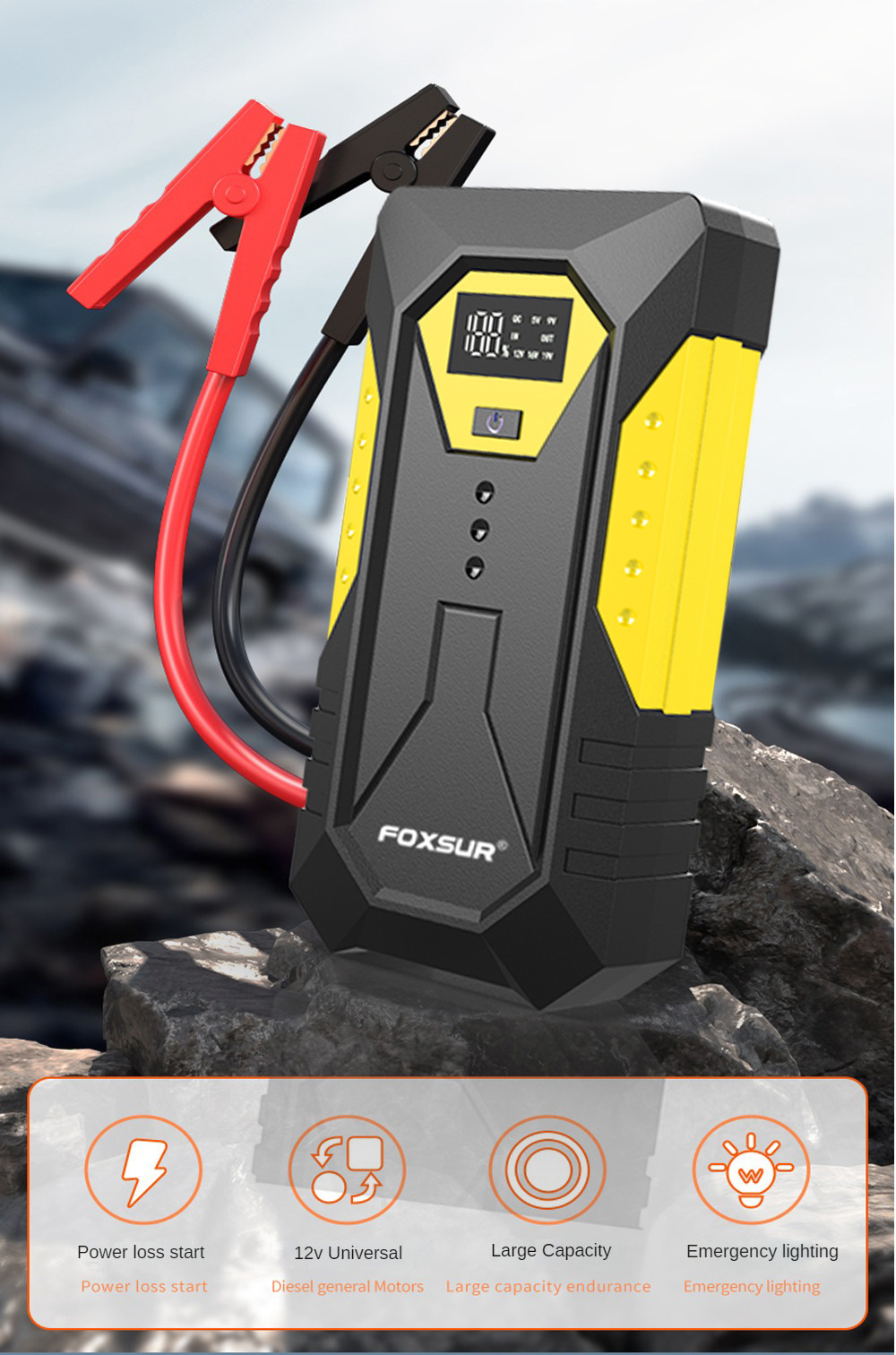 Bộ kích bình ô tô, kích nổ ô tô, xe máy, ô tô - Bơm Lốp Ô Tô Không Dây { BẢO HÀNH 6 THÁNG} - Thương Hiệu FOXSUR - Ảnh 6